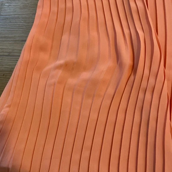Lovers + Friends Long Orange Pleated California Girl Dress in Coral - Picture 7 of 12
